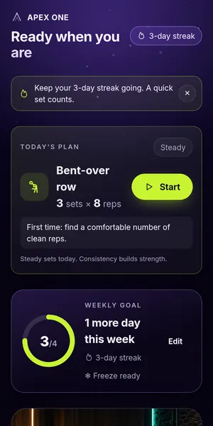 Home screen with Today's plan and weekly goal ring
